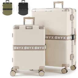 ONYX 2-delige Kofferset - Handbagage en Check-in koffer - 33L/100L - TSA slot - 360° spinner wielen - Lichtgewicht - Beige (2 stuks)