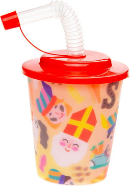 LG-Imports Beker met Deksel en Rietje Sinterklaas, 12st.