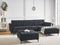 ABERDEEN II - Slaapbank met ottomaan - Zwart - Linkerzijde - Fluweel