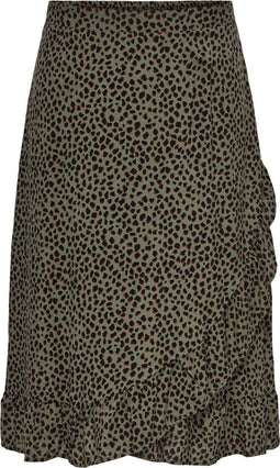 ONLY CARMAKOMA CARFRIDA EX - Wrap skirt - Viscose met strikdetail - Donker groen met zwart