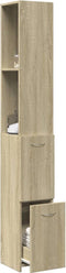 vidaXL - Badkamerkast - 25x26,5x170 - cm - bewerkt - hout - sonoma - eikenkleurig