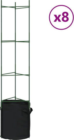 vidaXL - Tomatenkooien - met - plantenzak - 8 - st - 154 - cm - staal - en - polypropeen