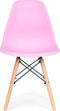 Set van 4 kuipstoelen met beuken houten poten - Eetkamer stoelen - roze