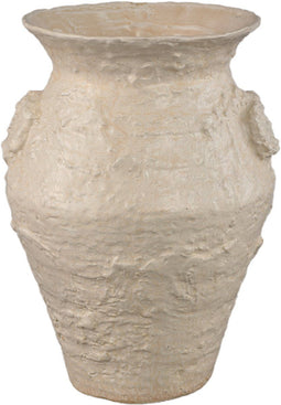 PTMD Leandra Beige Round Ceramic Jar Rough Structure M