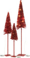 J-Line decoratie kerstboom - kunststof - rood - large - LED lichtjes