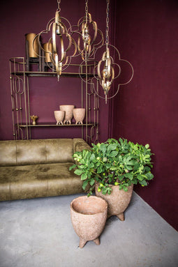 PTMD Binky Ronde Bloempot - H50 x Ø42 cm - Cement - Goud