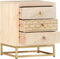 vidaXL - Nachtkastje - 40x30x50 - cm - massief - mangohout - goudkleurig