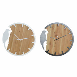 Muurklok DKD Home Decor Wit Bruin Zwart Wit/Zwart Ijzer Plastic Hout MDF Vogel 50 x 4 x 50 cm (2...