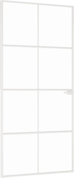 vidaXL - Binnendeur - 93x201,5 - cm - gehard - glas - en - aluminium - smal - wit