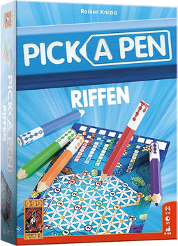 999 Games - Pick a Pen - Riffen - Dobbelspel - Dobbelen met potloden - Scorevellen van 3 verschillende niveaus - Gezelschapsspel - Familiespel - Klein cadeautje - Kerstcadeau
