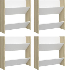vidaXL - Wandschoenenkasten - 4 - st - 60x18x60 - cm - hout - wit - sonoma - eiken