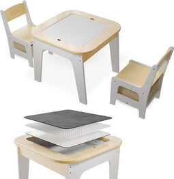 Milou Kinderzitgroep - Tafel met 2 stoelen - Opbergruimte - Naturel
