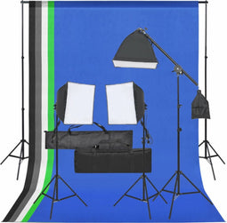 vidaXL - Fotostudioset - met - verlichtingsset - en - achtergrond
