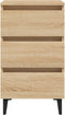 vidaXL - Nachtkastjes - 2 - st - met - metalen - poten - 40x35x69 - cm - sonoma - eiken