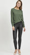 Object Objbelle MW Coated Leggings - Dames Legging met knipbare lengte - Zwart
