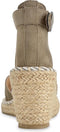 PS Poelman Enid - Espadrilles met Sleehak 8 cm - Khaki Groen - Maat 38