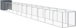 vidaXL - Hondenhok - met - ren - 110x1221x110 - cm - staal - antracietkleurig