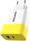 Pantone PT-PDAC02Y - Oplader - 20W USB-A en USB-C - Geel/Wit