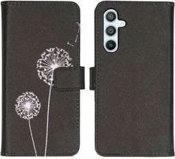 iMoshion Hoesje Geschikt voor Samsung Galaxy A54 (5G) Hoesje Met Pasjeshouder - iMoshion Design Softcase Bookcase - Zwart / Dandelion