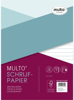 Multo MU-3007310590 - Ringbandinterieur A5 - 50 vel gelinieerd 80 grams - Wit/blauw