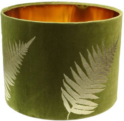 Ronde lampenkap met print - 32x32x24 - Olijfgroen/goud - Velvet
