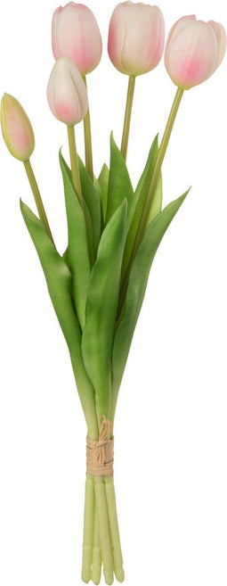 J-Line boeket Tulpen 5 stuks - kunststof - lichtroze - medium