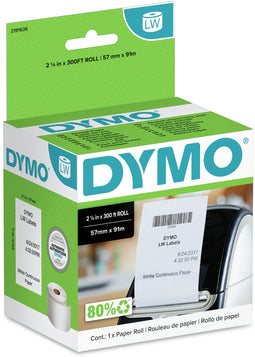 DYMO® LabelWriter™ - Doorlopende Papierrollen FSC™ - 57 x 91m - Hoogwaardige afdrukkwaliteit