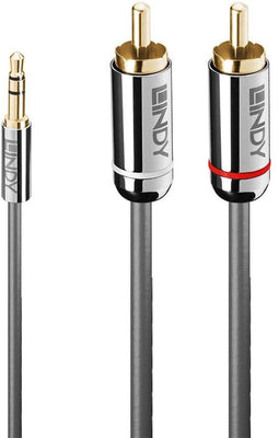 Lindy 35333 - Kabel Audio Jack 3,5 mm naar 2 RCA - 100 cm - Antraciet Grijs