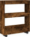 vidaXL - Opbergtrolley - smal - 3-laags - bewerkt - hout - gerookt - eikenkleurig