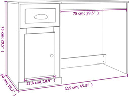 vidaXL - Bureau - met - lade - 115x50x75 - cm - bewerkt - hout - sonoma - eikenkleurig