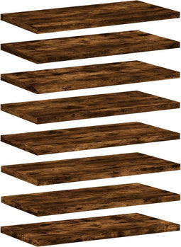 vidaXL - Wandschappen - 8 - st - 40x20x1,5 - cm - bewerkt - hout - gerookt - eikenkleur