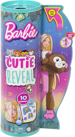 Barbie Cutie Reveal Jungle - Barbiepop met 10 verrassingen - Aap