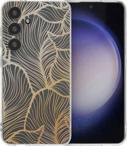 imoshion Hoesje Geschikt voor Samsung Galaxy S24 Hoesje Siliconen - imoshion Design hoesje - Meerkleurig / Golden Leaves Transparant