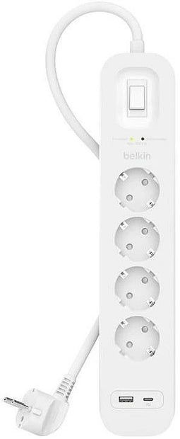 Belkin Connect - Stekkerdoos - 4x Geaarde stekkers 1x USB-A 1x USB-C - Wit