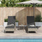 vidaXL - Ligbedden - 2 - stuks - met - Kussens - en - Tafel - Lichtgrijs - Poly - Rattan