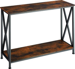 tectake® Tacoma - Consoletafel - Industrieel design - Zwart metalen frame - Donkerbruin - Afmeting (LxBxH) 100 x 35 x 80,5 cm