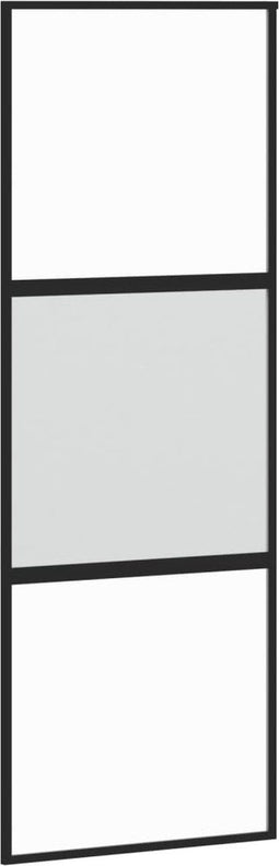 vidaXL - Schuifdeur - 76x205 - cm - gehard - glas - en - aluminium - zwart