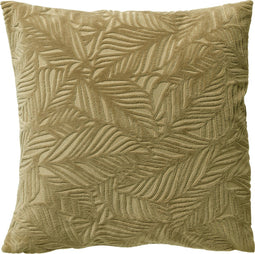 Dutch Decor KARA - Sierkussen 45x45 cm - met bladprint - velvet - Boa - groen - Inclusief binnenkussen
