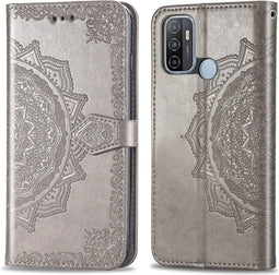 imoshion Hoesje Geschikt voor Oppo A53s / A53 Hoesje Met Pasjeshouder - imoshion Mandala Bookcase - Grijs