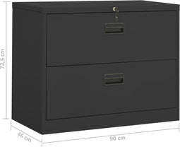 vidaXL - Archiefkast - 90x46x72,5 - cm - staal - antracietkleurig
