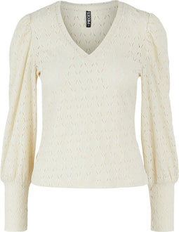 Pieces PCCHRISTY NEW - LS TOP BC Dames T-shirt - V-hals met mouwdetail - Maat S
