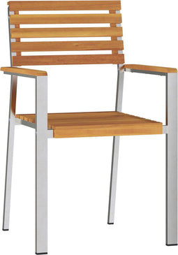 vidaXL - Stapelbare - Tuinstoelen - - - 2 - stuks - van - Massief - Acaciahout - en - RVS