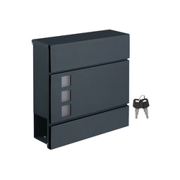 Songmics Wandbrievenbus - 37 x 10,5 x 37 cm - Krantenhouder Slot - Antraciet