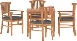 vidaXL - 5-delige - Tuinset - massief - teakhout