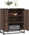 vidaXL - Dressoir - 68x35x76 - cm - bewerkt - hout - en - metaal - bruin - eikenkleur