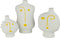 J-Line vaas Gezicht Abstract - porselein - geel/wit - 3 stuks