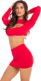 Pink Lipstick Lingerie Top en rok set -M/L- STOP & STARE 2PC Rood