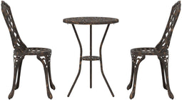 vidaXL - 3-delige - Tuin - Bistro - Set - - - Brons - Gietaluminium