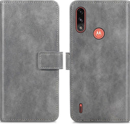 iMoshion Hoesje Geschikt voor Motorola Moto E7i Power Hoesje Met Pasjeshouder - iMoshion Luxe Bookcase - Grijs