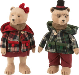 J-Line figuur Beer Staand Jongen/Meisje - textiel - groen/rood - large - 2 stuks